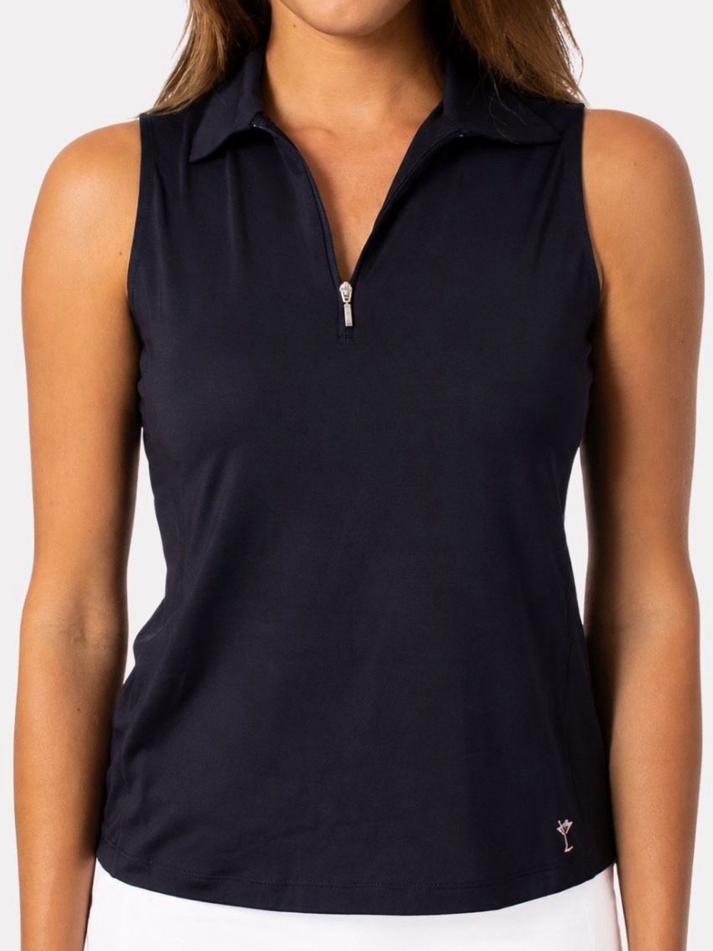 Women's Sleeveless Polo Top in Midnight Navy